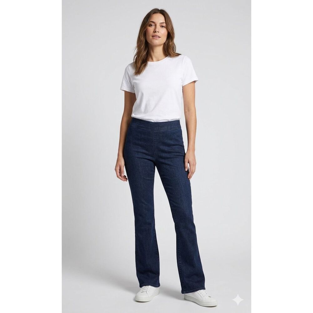 NYDJ Langley Pull On Bootcut Jeans Dark Wash Size M Lift Tuck